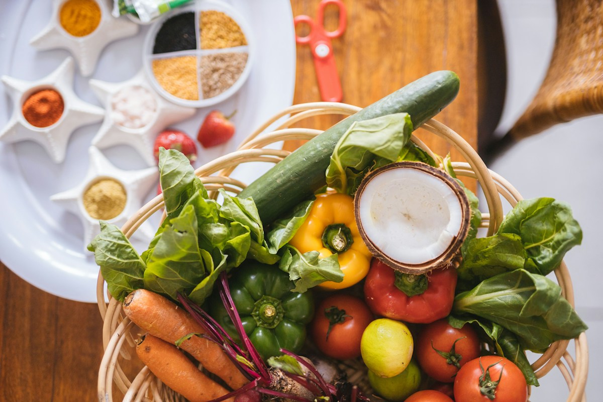 Fresh vegetables and spices