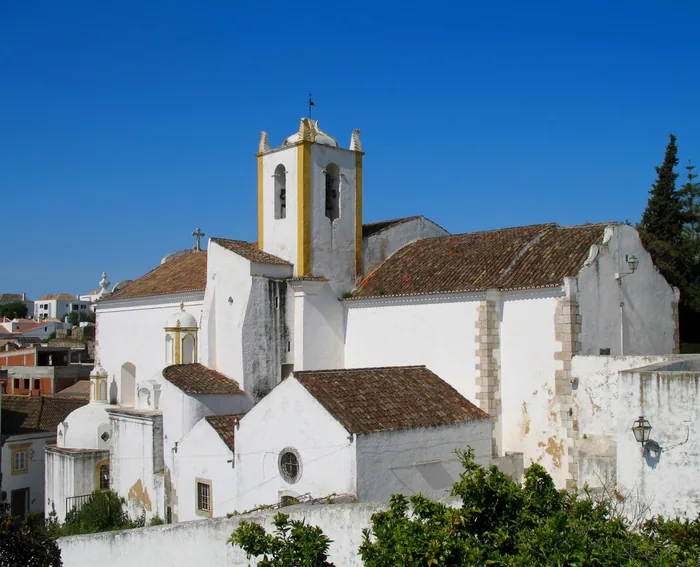 Whitewashed Igreja de Santiago in Tavira, Algarve
