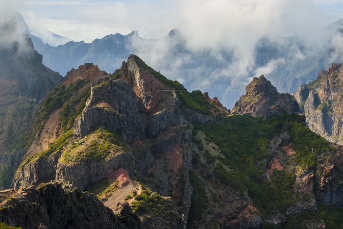 Mountain ridges above the clouds at Pico do Arieiro, Madeira