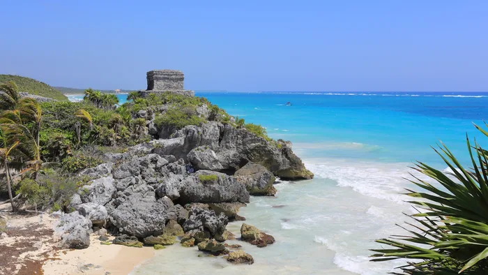 Tulum’s Temple of the God of the Winds above the Caribbean Sea