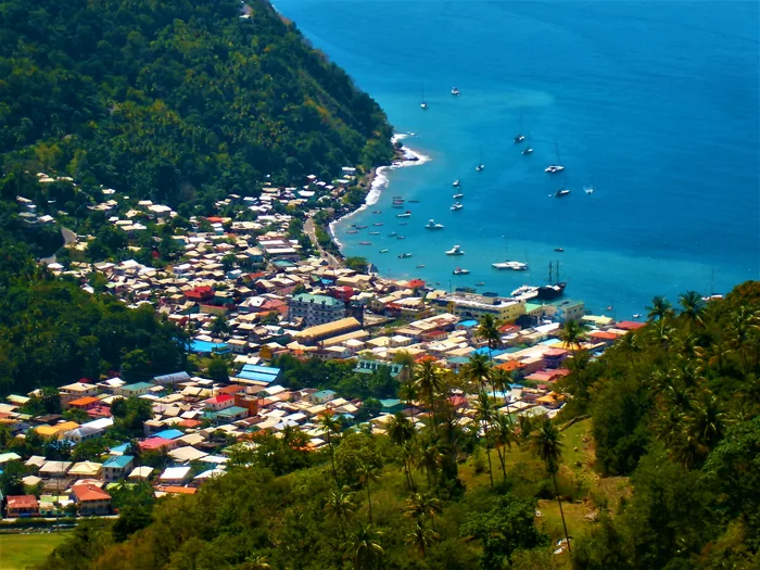 A coastal panorama of Soufrière, Saint Lucia